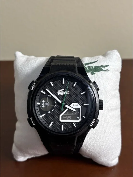 LACOSTE LC33 ANALOG & DIGITAL Black Mens WATCH 45mm 2011365 - New In Box!