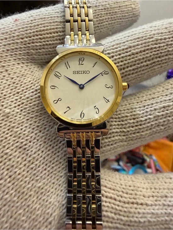 Seiko Essentials Women's Watch Two-Tone Gold Silver Arabic SFQ800 7N00-0BM0