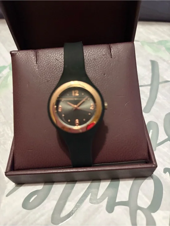 Black & Rose Gold Silicone Strap Analog Wristwatch