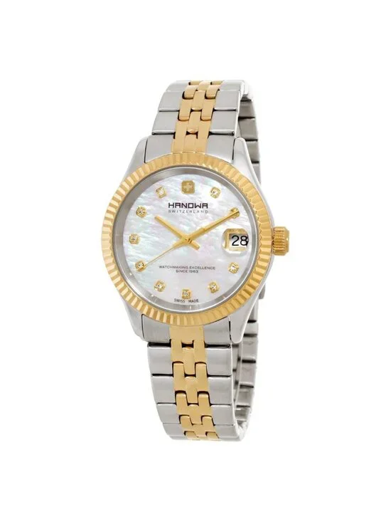 NWT Hanowa Sense Quartz Mother of Pearl Dial Two-Tone Ladies Watch