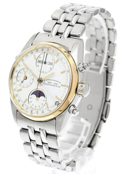 EBERHARD 32012 Triple calendar chronograph white Dial Automatic Men's_957191