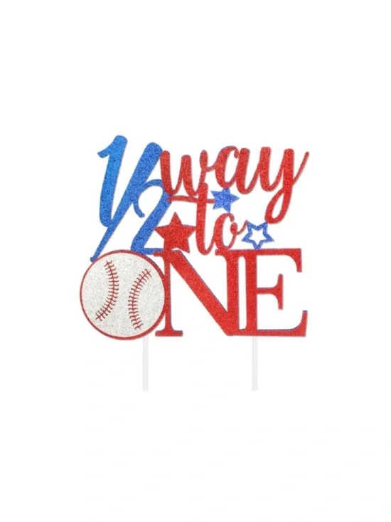 '1/2  Way to One' Baseball Cake Topper - 6 Month Celebration