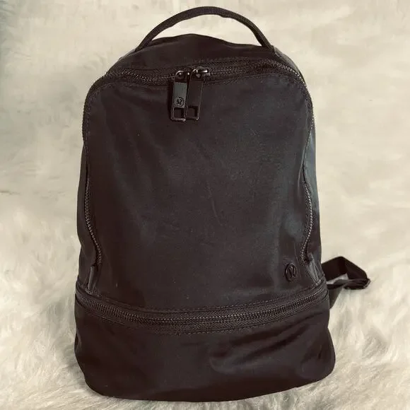 Lululemon Black Nylon Backpack Small Travel Gym Bag Shoe Compartment