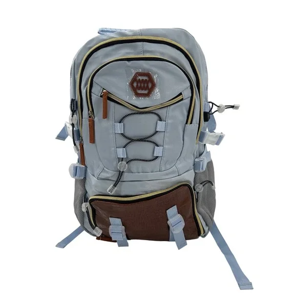 Light Blue Tactical USB Charging Backpack Brown Croc Accents Gold‎ Hardware 1091