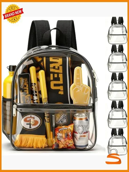 Clear Backpack for Stadium Events, 13x11x5 Concert Bag, Transparent PVC