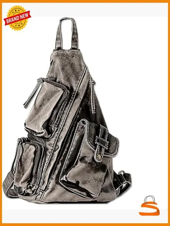 Versatile Crossbody Backpack Daypack Chest Fanny Pack Vegan Leather