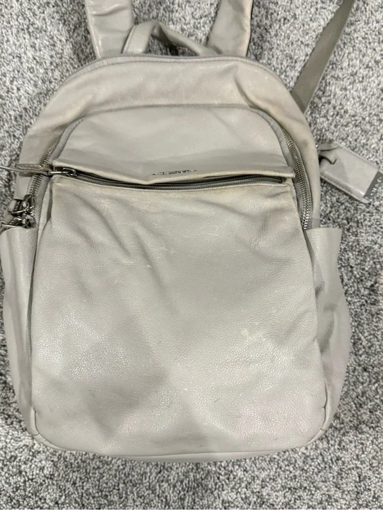 Tumi Grey Genuine Leather Small Backpack Travel Casual Zipper Women Unisex
