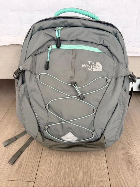 NWOT. The North Face Women's Gray Backpack with Mint Accents
