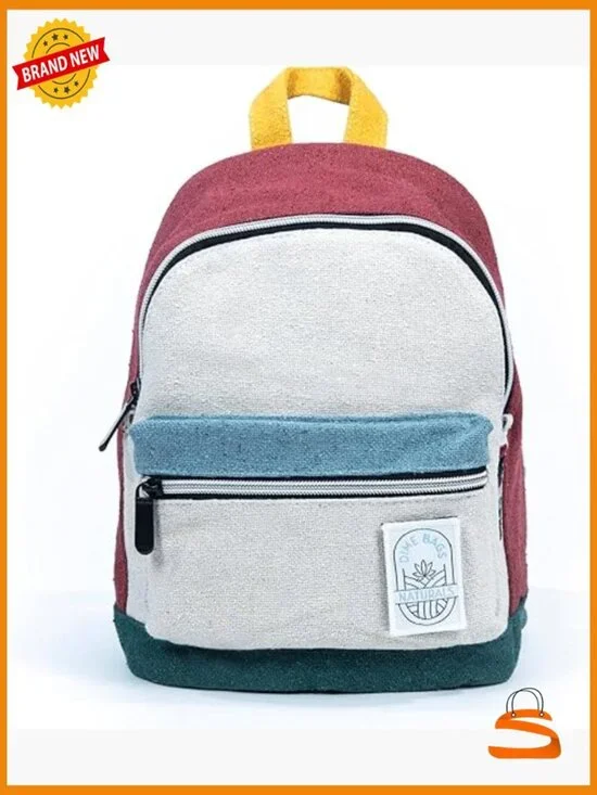 Mini Hemp Backpack with Padded Straps & Hidden Pocket, Eco-Friendly Daypack
