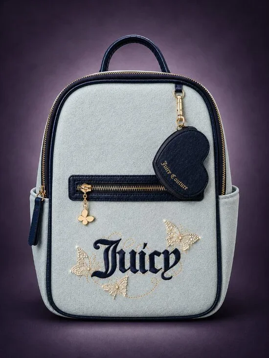 JUICY COUTURE Wingin It Crystal Mini Backpack & Heart Coin Pouch Wallet Key NWT