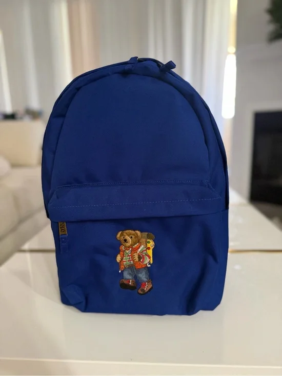 Polo by Ralph Lauren Navy Blue Backpack with Embroidered Bear