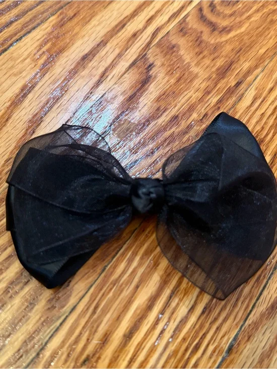 Black Sheer Bow Hair Clip for Kids - Classic Hair Accessory