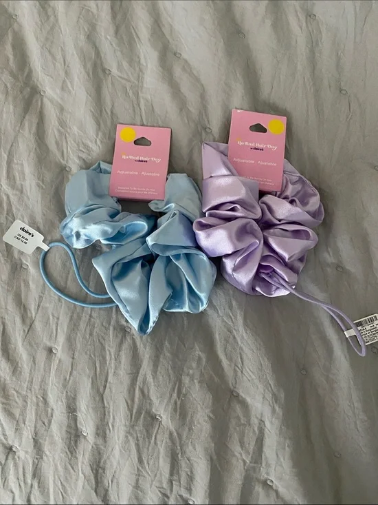 NWT Claire's Satin Scrunchie Set - Blue & Lavender