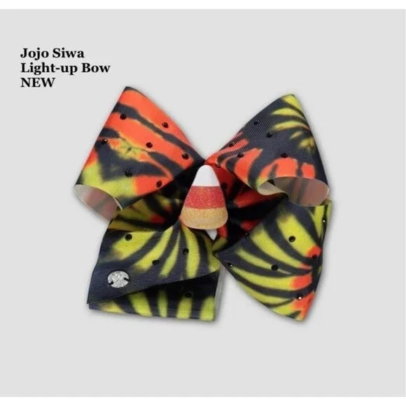 Jojo Siwa Girls Jumbo Halloween Hair Bow Candy Corn Light Up Tie Dye Cheer Dance