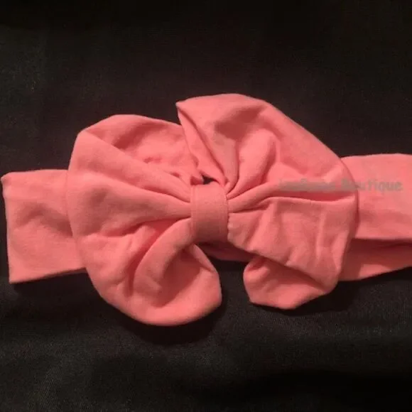 Peach Cotton Big Bow Headband  PECMES  Handmade NWT Boutique