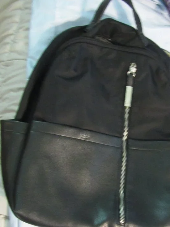 EUC LG Black TUTILO NY BOOKBAG Zipper Front Multiple Pockets Myanmar Backpack