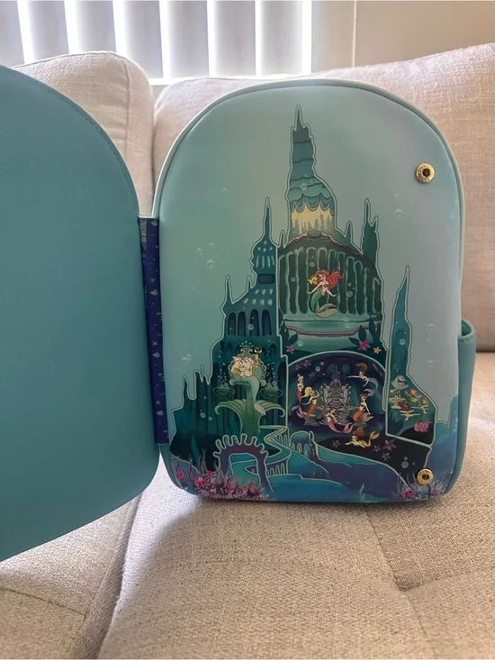 Disney Little Mermaid Loungefly Backpack Ariel Castle New