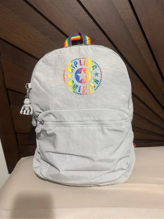 Kipling Medium Backpack with Rainbow Logo and Handle - Unisex