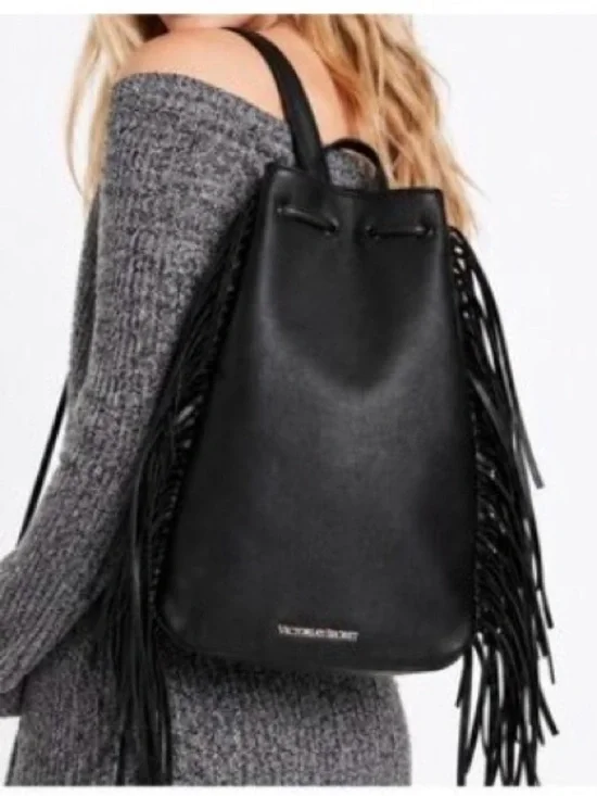 Victoria’s Secret black backpack bag with fringe
