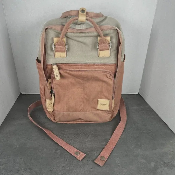 Himawari Travel Backpack Pink Beige‎ Nylon Multi Pocket School Laptop Bag