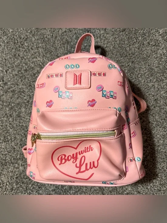 BTS Boy with Luv Mini Backpack Oh Yeah Bae Love Pink Light Use