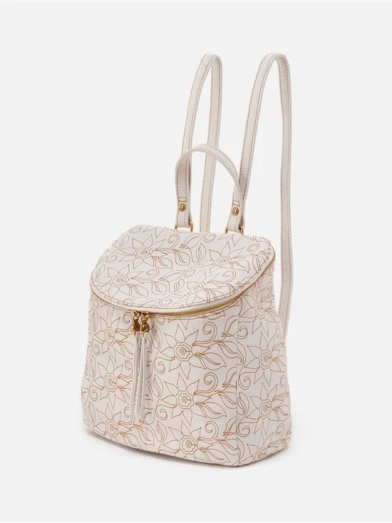HOBO  River Cream Floral-Embroidered Backpack with Gold Accents