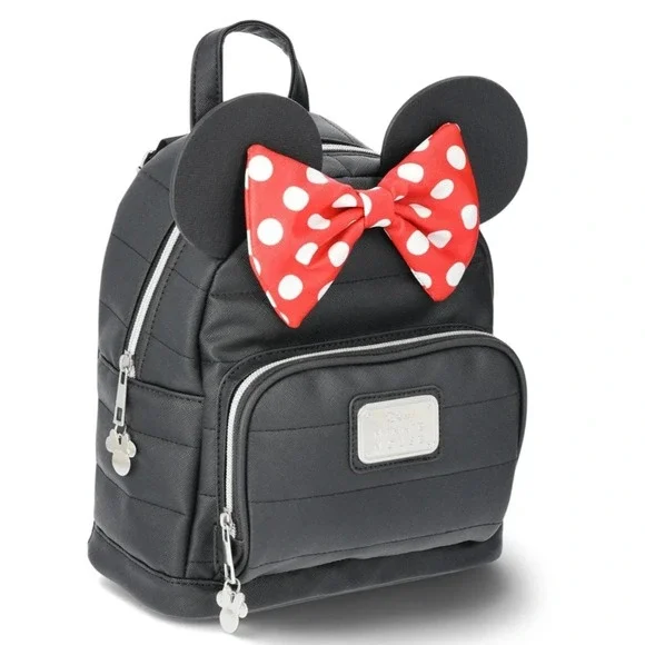 Disney Minnie Mouse Mini Backpack Black Red Polka Dot Bow Fast Forward MCPM28-W