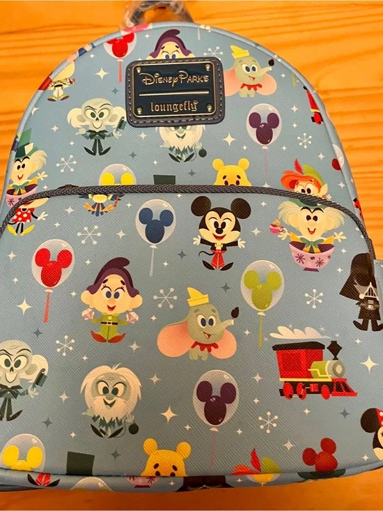 Disney Parks Loungefly Light blue Artist Jerrod Maruyama Chilbi-style icons NWT