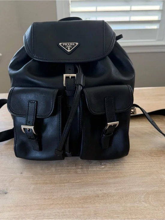 Prada Black Leather Backpack