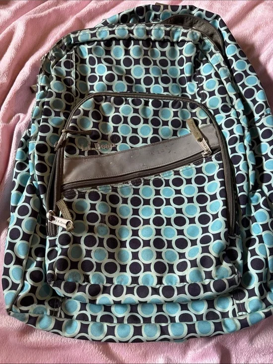 Light Blue and Black Patterned Backpack - Unknown Brand