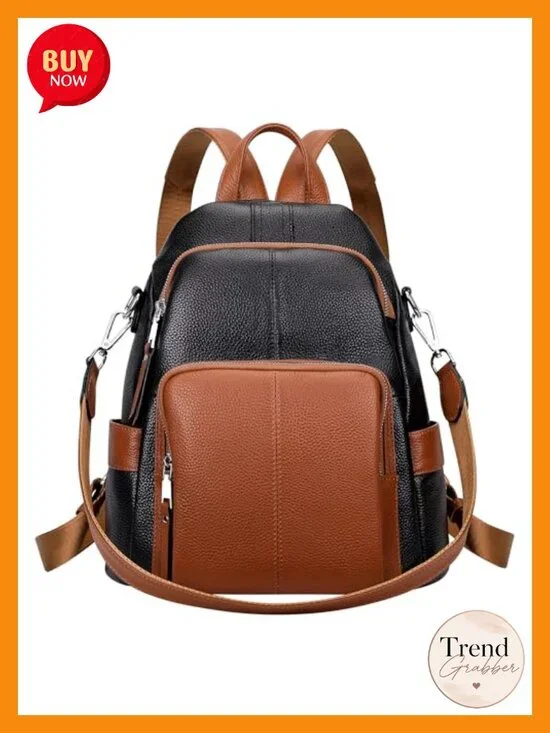 Genuine Leather Convertible Backpack for Women Anti-Theft Travel Purse