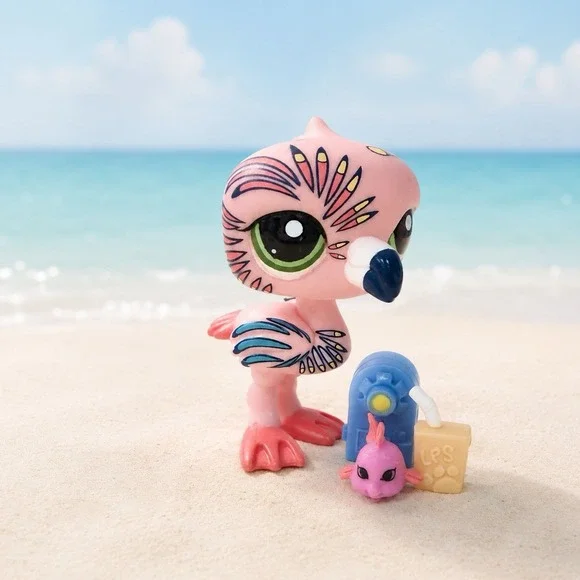 Littlest Pet Shop LPS 2010 Pink Flamingo G2 Pet Tropical Accessories Vignette