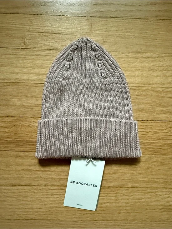 H&M Wool Kids Blush Ribbed Knit Hat - H & M adorables