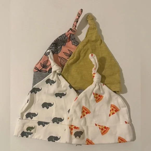 Like New! Set of 4 Baby Knot Hats, 0-6 Months