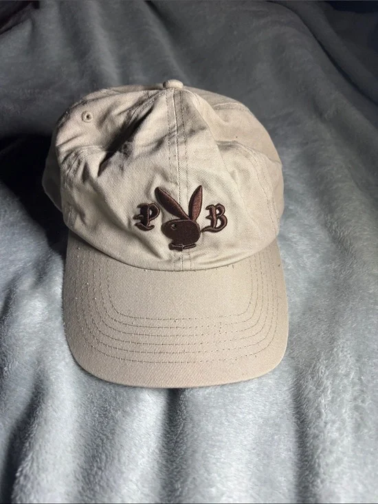 PlayBoy Bunny Embroidered Tan  Baseball Cap