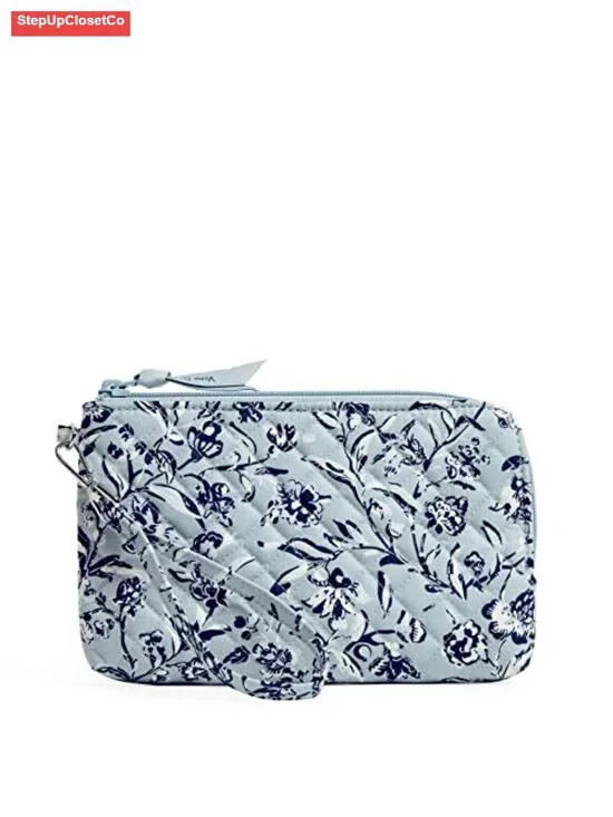 Recycled Cotton Wristlet RFID Protection Zip Closure Card Slips Handbag