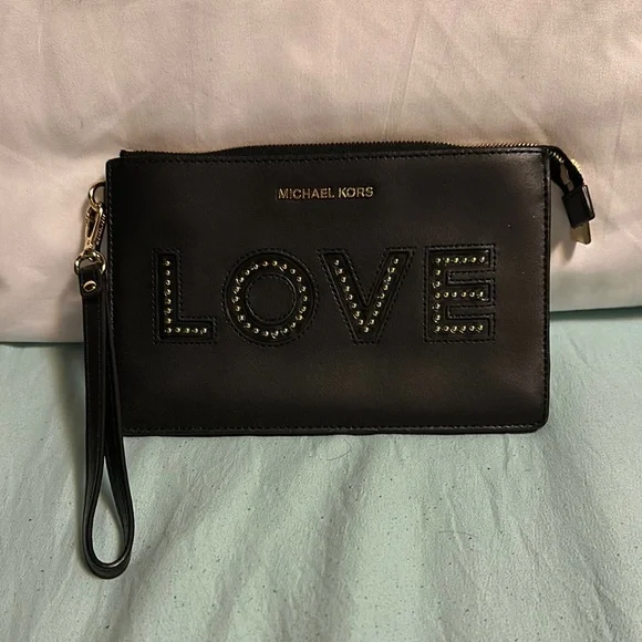 Michael Kors Black 'LOVE' Wristlet
