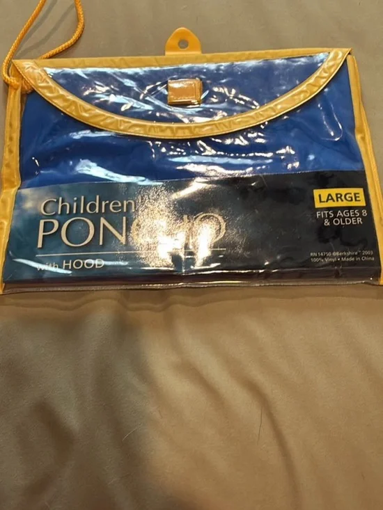 Children's Blue and Yellow Rain Poncho with Hood
