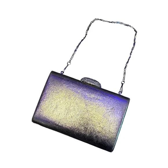 Vintage Gold Metallic Rhinestone Clasp Evening Clutch Purse‎ Chain Strap