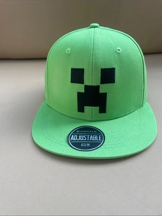 Bioworld Kids Green Creeper Snapback Hat with Black Embroidered Face