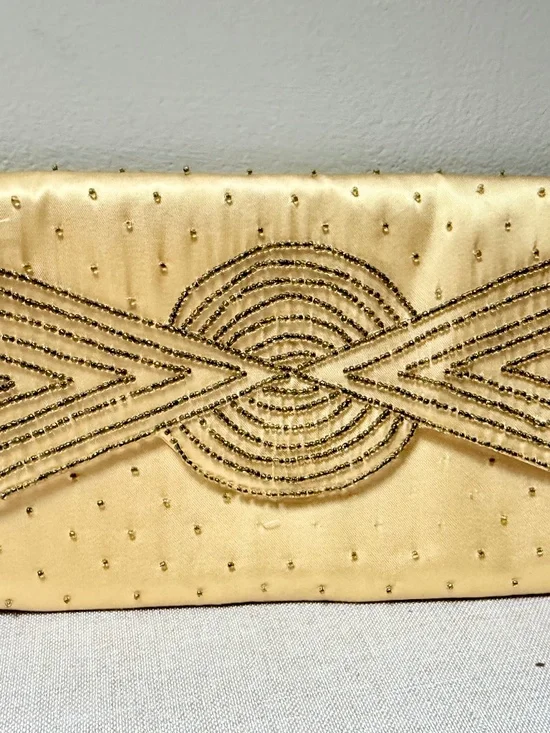 Vintage Art Deco Style Gold La Regale Beaded Clutch Evening Bag