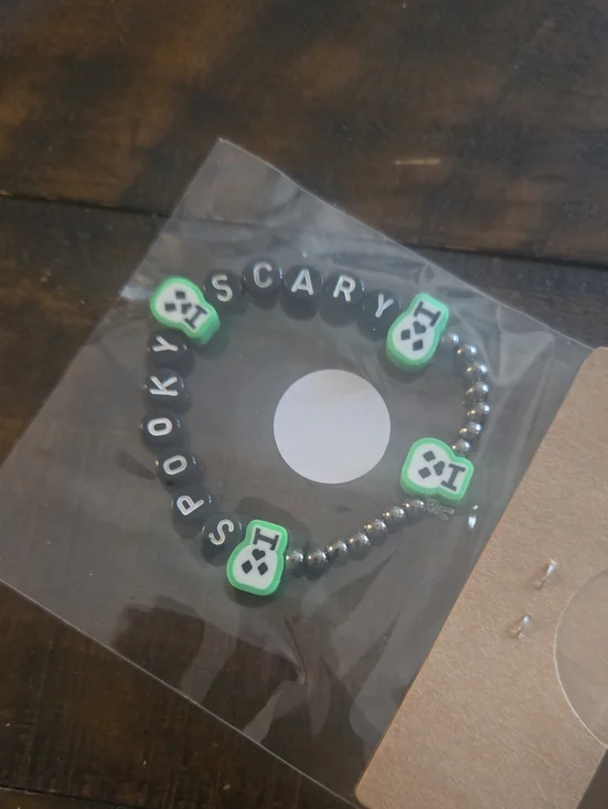 Spooky Green Skull Kids Bracelet