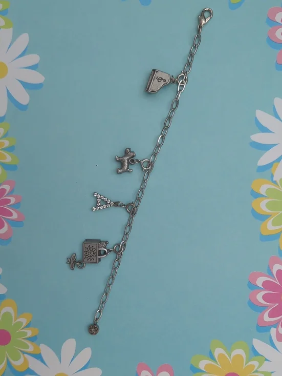 Children's Silver Charm Adjustable Bracelet with  4 Charms