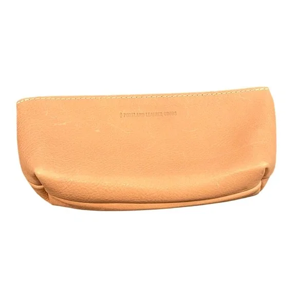 Portland Leather Goods Makeup Pouch Unisex Pink Full Grain Leather Zipper Case