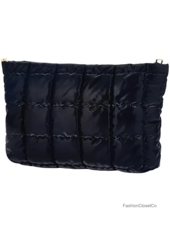 Puffy Quilted Cosmetic Bag PU Leather Makeup Pouch Toiletry Organizer Travel
