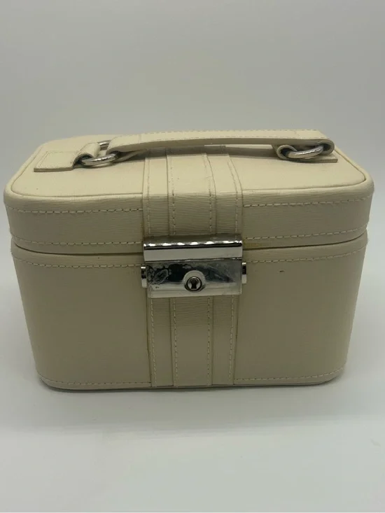 Pottery Barn Cream Travel Jewelry Box Carrying‎ Handle key lock