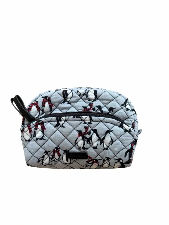 Vera Bradley Quilted Cosmetic Travel Pouch in playful penguins gray