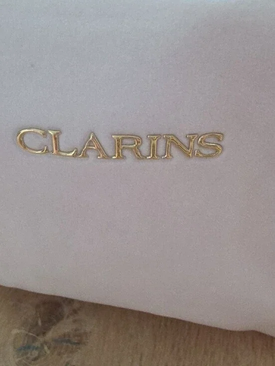 NWOT Clarins White Velvet Toiletry Bag