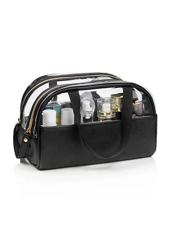Clear Makeup Bag, Large Opening TSA Approved Toiletry Bag Portable