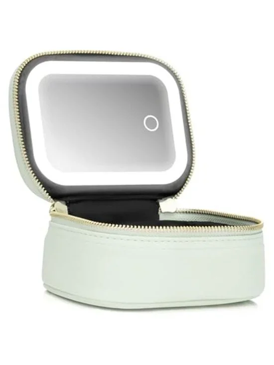 Mini Makeup Bag with Led Mirror, Small Travel Make up Bag 3 Light Modes
